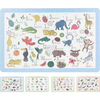12 Stück Platzset für Kinder 44x29cm Tiere Platzdeckchen Unterlage Frühstücksmatte