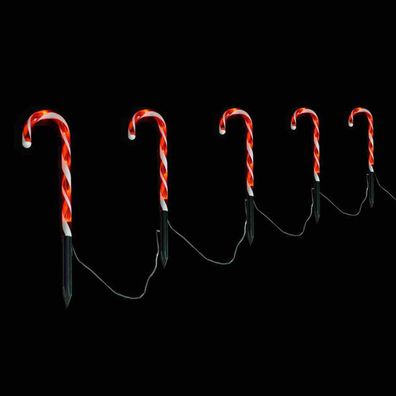 LED-Zuckerstangen 6 Stäbe mit Erdspieße Höhe 50/55 cm, 6/18 h A/A IP44