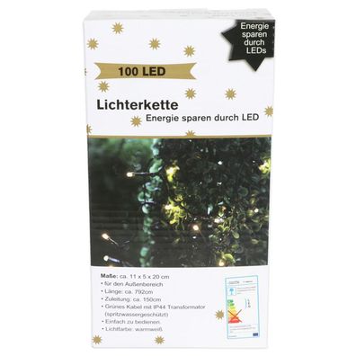 Aussen-Lichterkette mit 100 LEDs warmweiss Weihnachtsdeko Weihnachtsbeleuchtung