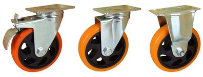 Transportrollen 125mm Lenkrolle Schwerlastrollen Bockrollen Möbelrolle Bremse