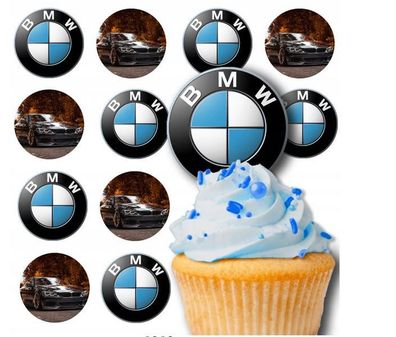 BMW Auto Car Essbar 12 Muffin Zuckermasse Tortenbild Tortenaufleger