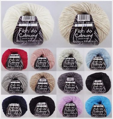 50g Filati da Collezione Alpaca Princess Wolle Garn Stricken Häkeln GP99,00€/1kg