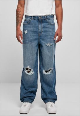Urban Classics Hose Distressed 90‘S Jeans Mid Deepblue Destroyed Washed