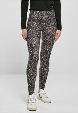 Urban Classics Damen Ladies Soft Aop Leggings Blackline
