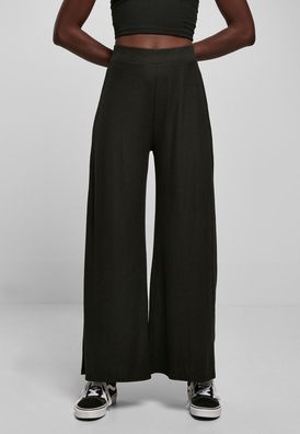 Urban Classics Damen Hose Ladies Rib Jersey Wide Leg Pants Black