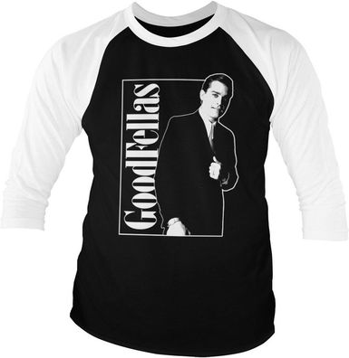 Goodfellas Henry Hill Suit Baseball 3/4 Sleeve Tee Longsleeve White-Black