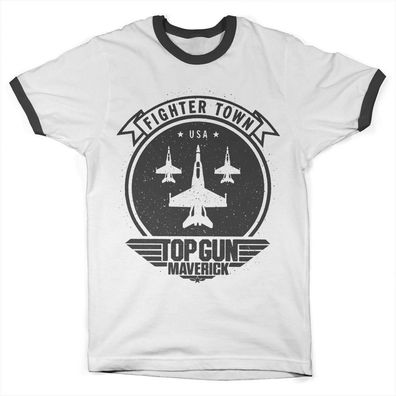 Top Gun Maverick Fighter Town Ringer Tee White-Black