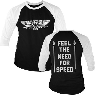 Top Gun Maverick Need For Speed Baseball 3/4 Sleeve Tee Longsleeve White-Black