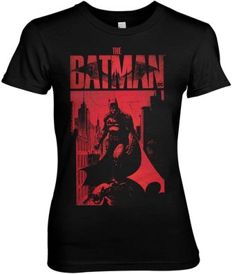 Batman Sketch City Girly Tee Damen T-Shirt Black
