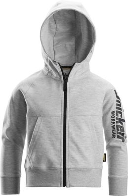 Snickers Kinder Arbeitspullover Junior Logo Hoodie mit Reißverschluss Grau