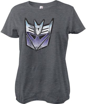 Transformers Distressed Decepticon Shield Girly Tee Damen T-Shirt Dark/Heather