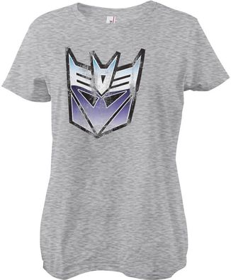 Transformers Distressed Decepticon Shield Girly Tee Damen T-Shirt Heathergrey