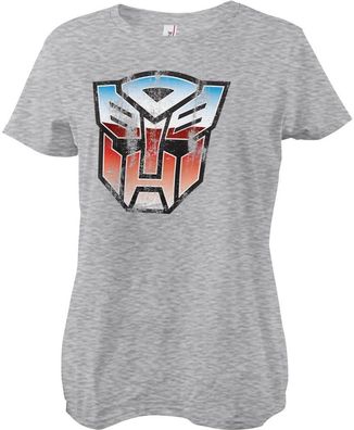 Transformers Distressed Autobot Shield Girly Tee Damen T-Shirt Heathergrey