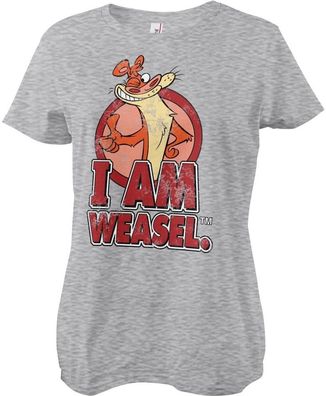 I Am Weasel Girly Tee Damen T-Shirt Heathergrey