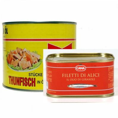Thunfisch und Sardellenfilets Set 1800g Cana Qualitätsprodukte Gastro- Markenqualität