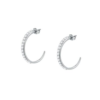 Shiny steel round earrings Poetica SAUZ33
