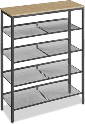 Best For Home Schuhschrank Sonoma - 4-stöckiges Schuhregal mit Stahlrahmen & Ablage