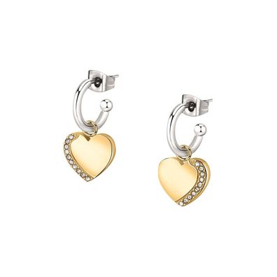 Romantic bicolor earrings Hearts 2 in 1 Mascotte SAVL08