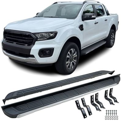 Alu Trittbretter Flankenschutz OE Look passend für Ford Ranger T6 T7 T8 12-23