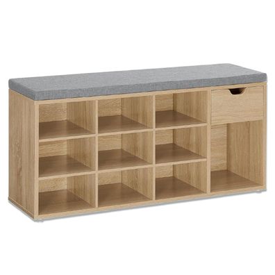 Best For Home Schuhschrank Sonoma - Schuhregal mit Sitzbank & Schublade, Grau