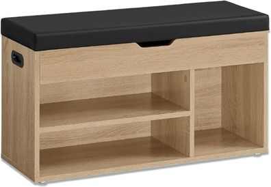 Best For Home Schuhschrank Sonoma - Schuhregal mit Sitzbank & Stauraum, Schwarz