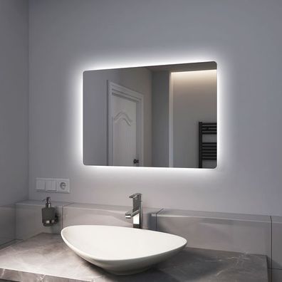 EMKE® Badezimmerspiegel mit Beleuchtung LED Wandspiegel (70x50cm, Kaltweißes Licht)