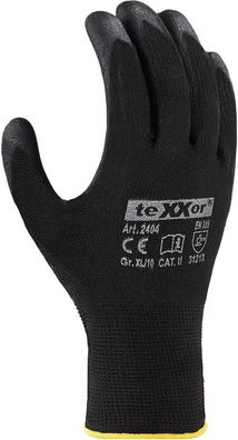 teXXor Polyester-Strickhandschuhe Polyurethan Beschichtet (12 Paar) 2404
