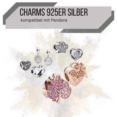 Charms 925er Silber Anhänger kompatibel mit Pandora Love Familie Herz