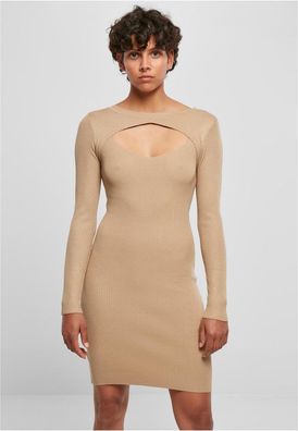 Urban Classics Damen Kleid Ladies Cut Out Dress Unionbeige