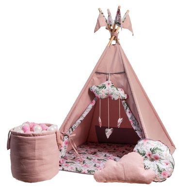 Kinder Teepee Tipi für Kinder Indianerzelt Spielzelt Premium ÖKO-TEX