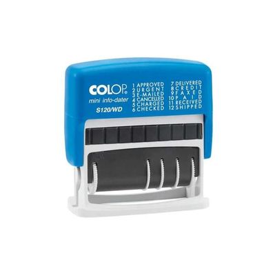 Colop S120/WD Wortbandstempel mit Datum inkl. 1 Kissen rot/blau NEU OVP