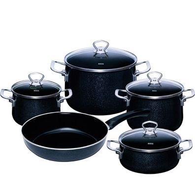 RIESS Set de casseroles Black Magic 5 pièces noir émail