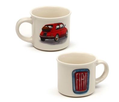 FIAT 500 Espresso 2-er Set Porzellan Tasse Kaffee Tee Becher je 100 ML 2 Tassen