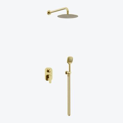ECOLAM Unterputz Set Duschsystem Handbrause Armatur Dusche Regendusche Clever in Gold