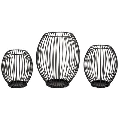 bremermann 3er-Set Kerzenhalter, Kerzenständer, Stumpenkerze, Metall, schwarz