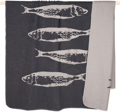 Kuscheldecke Fische grau