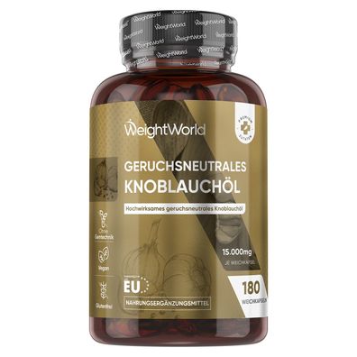 Knoblauch Weichkapseln - 15.000mg (500:1 Extrakt) - 180 vegane Kapseln - WeightWorld