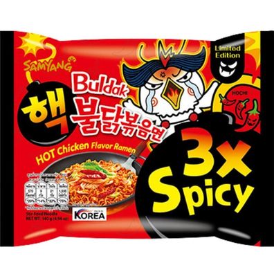 Samyang - 3 x Spicy - Extrem Scharf - Koreanische Instant Bratnudeln - 140g