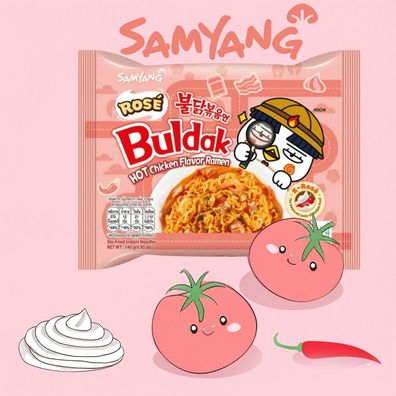 Samyang Buldak - Rosé - koreanische Ramen cremig & scharf 140g