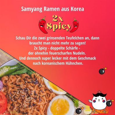 Samyang - Sehr scharfe Instant Bratnudeln - 2x Spicy Hot Chicken Ramen - 140g