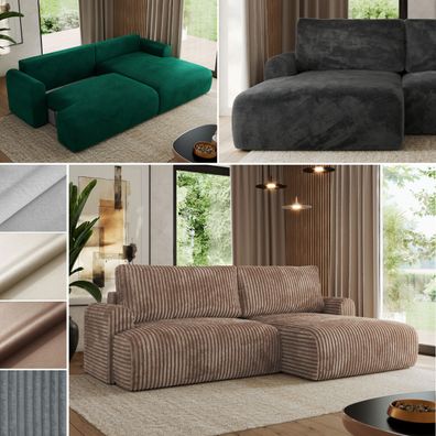 L-förmiges Ecksofa mit Armlehnen, losen Kissen, schlaffunktion und Bettkästen - TONO