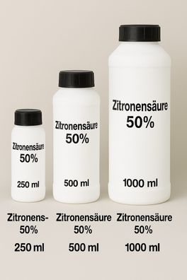 Zitronensäure 50 % Entkalker flüssig vielseitig 250ml 500ml 1000ml