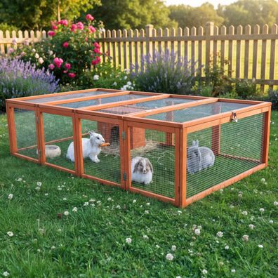 Hasenstall Kaninchenstall Meerschweinchenstall Auslauf XL braunen Holzton 401