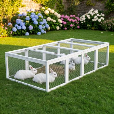 Hasenstall Kaninchenstall Meerschweinchenstall Auslauf XL Weiss 402