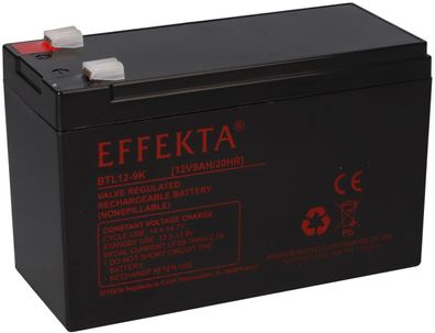 Effekta BTL 12-9K Blei-Vlies Akku AGM VRLA 12V 9Ah