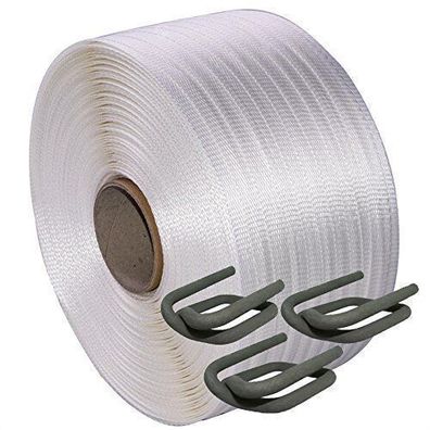 Angebot: 25mm Textilband Umreifungsband gewebt + 125 Drahtklammern phosphatiert