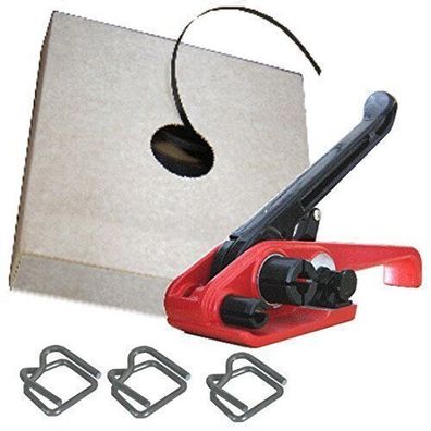 Einsteigerset Umreifungsset inkl. 16mm PP Band Drahtklammern Bandspanner PP Band