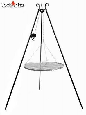 Schwenkgrill 180 cm mit Kurbel und Grillrost aus Edelstahl 50-80 cm