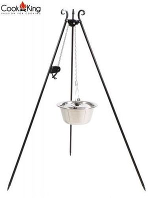 Schwenkgrill 180 cm mit Kurbel und Gulaschkessel 10L-14L