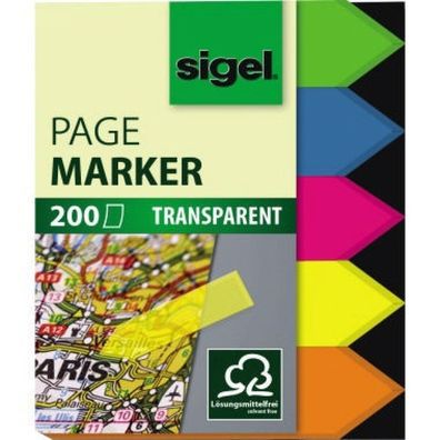 Sigel Index Haftstreifen Pfeil 5-farbig 60x45mm 200 Bl